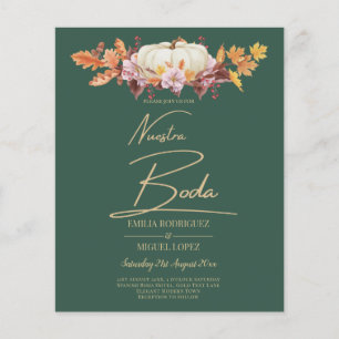 Flyer PRESUPUESTO Boda española Calabaza Verde Dorado Bo