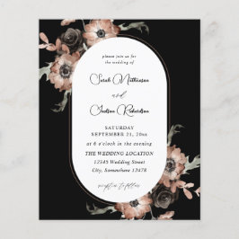 Flyer Presupuesto Boda Floral Negra y Natural - Negra