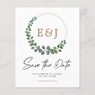 Flyer PRESUPUESTO Boda Minimalista Eucalyptus Guardar La