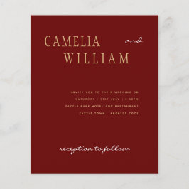Flyer PRESUPUESTO Boda moderno Burgundy Gold INVITE