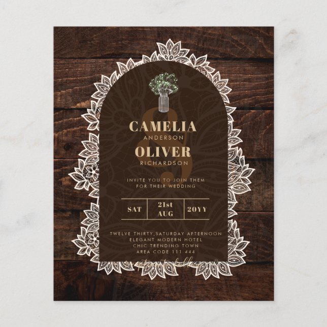 Flyer PRESUPUESTO Boda Rústico de Woodland Wood Lace INV (Frente)