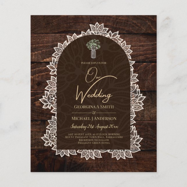 Flyer PRESUPUESTO Boda Rústico de Woodland Wood Lace INV (Frente)