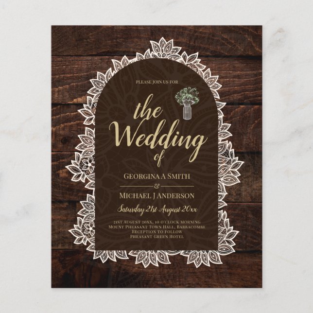 Flyer PRESUPUESTO Boda Rústico de Woodland Wood Lace INV (Frente)