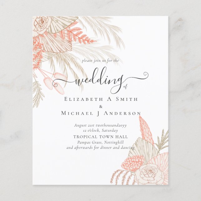 Flyer PRESUPUESTO Boda Tropical Pampas Grass Terracotta (Frente)