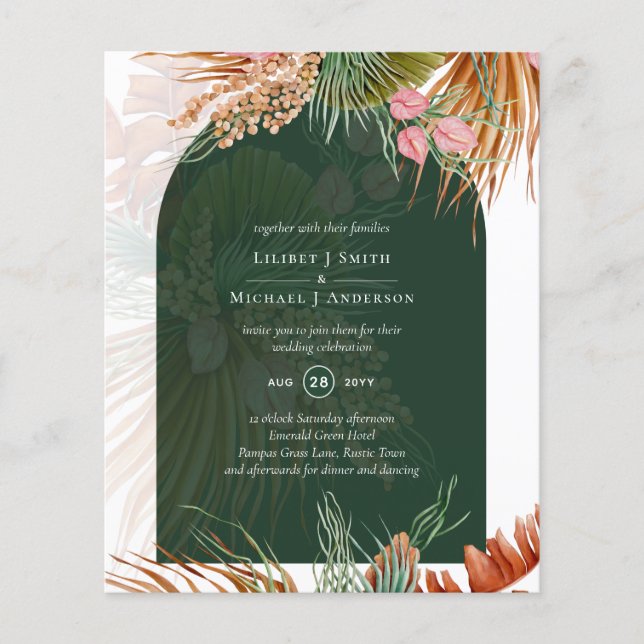 Flyer PRESUPUESTO Boda Verde de Pampas Tropicales (Frente)