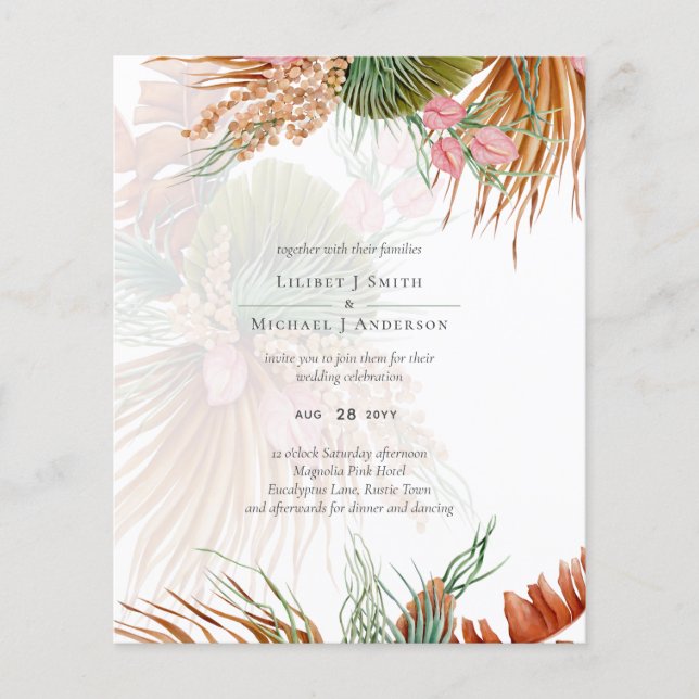 Flyer PRESUPUESTO Boda Verde de pastizales tropicales (Frente)