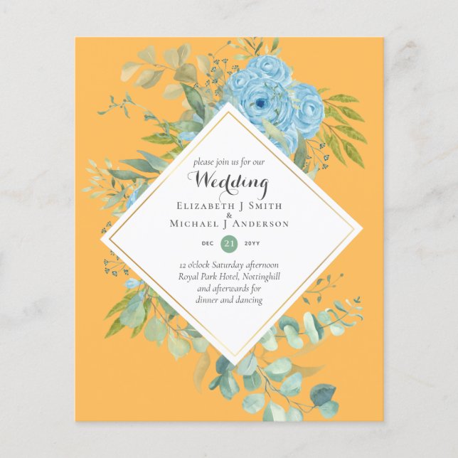 Flyer PRESUPUESTO Bodas Florales Azules Invitaciones Euc (Frente)