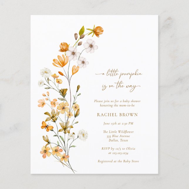 Flyer PRESUPUESTO Bohemia Floral Pequeña Calabaza Baby S (Frente)