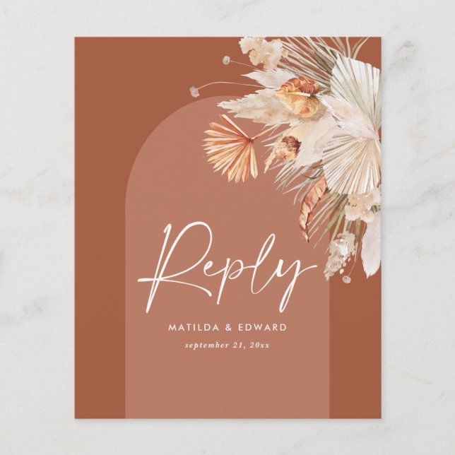 Flyer presupuesto bohemian pampas boda respuesta rsvp (Frente)