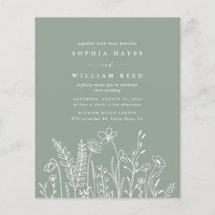 Flyer PRESUPUESTO Boho Floral Sage Green Wildflower Boda