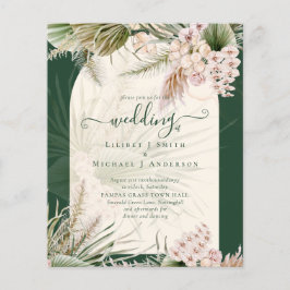 Flyer PRESUPUESTO BOHO Pampas Invitación a la Boda Verde