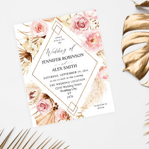 Flyer Presupuesto Boho Rosa y Beige Floral Boda Dorada