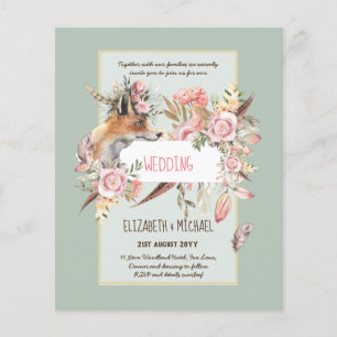 Flyer PRESUPUESTO Boho Woodland FOX Boda Floral Moderno