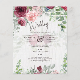 Flyer PRESUPUESTO Borgoña Rubor Pink Floral Wedding INVI