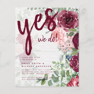Flyer PRESUPUESTO Borgoña Rubor Pink Floral Wedding INVI