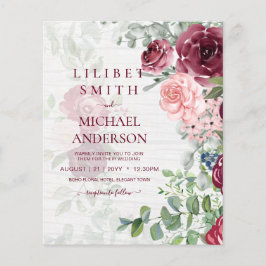 Flyer PRESUPUESTO Borgoña Rubor Pink Floral Wedding INVI