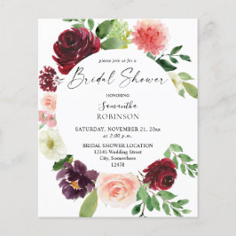 Flyer Presupuesto Borgoña y Rosa 4 Ducha Floral Bridal