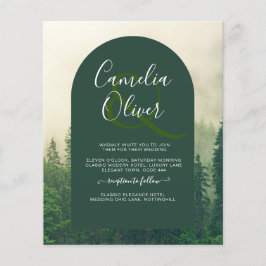 Flyer PRESUPUESTO Bosque verde montañas árboles de pino