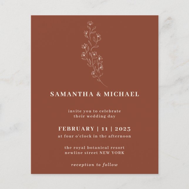 Flyer Presupuesto botánico rústico de Boho Terracotta In (Frente)