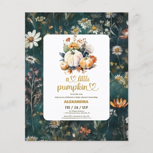 Flyer Presupuesto Caída de calabaza pequeña ducha de beb (Frente)