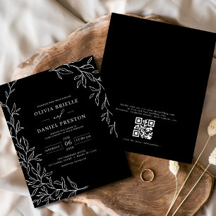 Flyer Presupuesto Código QR Invitación a la boda blanca 