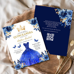 Flyer Presupuesto Código QR Quinceanera Real Princesa Az
