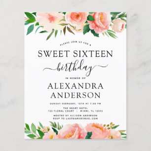 Flyer Presupuesto Coral Floral Dulces Dieciséis