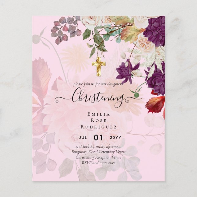 Flyer PRESUPUESTO CRISTENING Invitan al bautismo Bautizo (Frente)