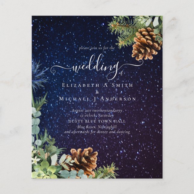 Flyer Presupuesto de Boda de Invierno Noche Starry (Frente)