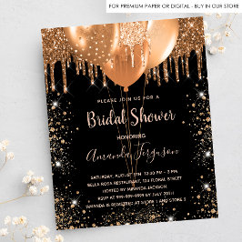 Flyer Presupuesto de ducha de novia con brillo dorado ne