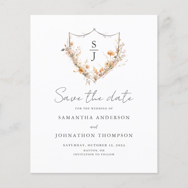 Flyer Presupuesto de Flor de Melocotón Boda Save The Dat (Frente)