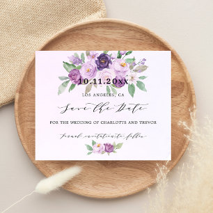 Flyer presupuesto de flores violeta boda salva la fecha