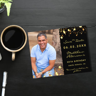 Flyer Presupuesto de foto de oro negro de cumpleaños Sav
