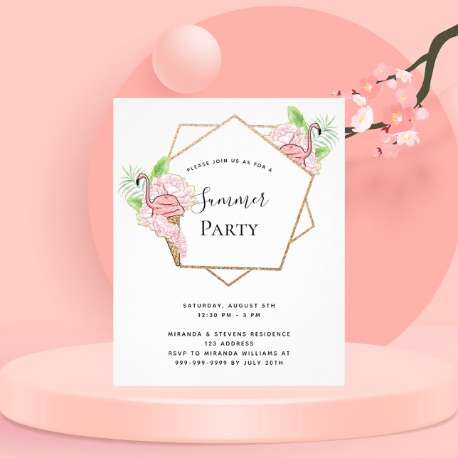 Flyer Presupuesto de invitación de flamingo rosa fiesta  (Subido por el creador)