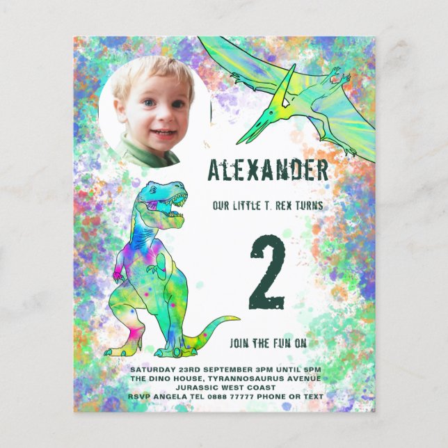 Flyer Presupuesto de la fiesta de cumpleaños de dinosaur (Frente)