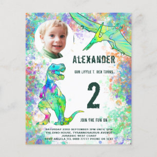 Flyer Presupuesto de la fiesta de cumpleaños de dinosaur