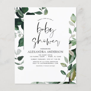 Flyer Presupuesto de la vegetación de Baby Shower Botáni