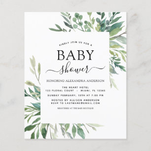 Flyer Presupuesto de la vegetación de Baby Shower Botáni