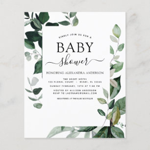 Flyer Presupuesto de la vegetación de Baby Shower Botáni