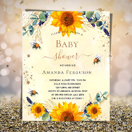 Flyer presupuesto de las abejas de girasol de Baby Showe