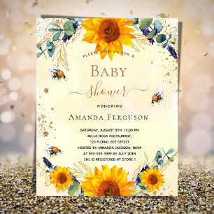 Flyer presupuesto de las abejas de girasol de Baby Showe