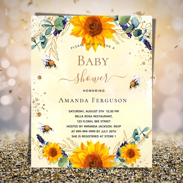 Flyer presupuesto de las abejas de girasol de Baby Showe (Subido por el creador)