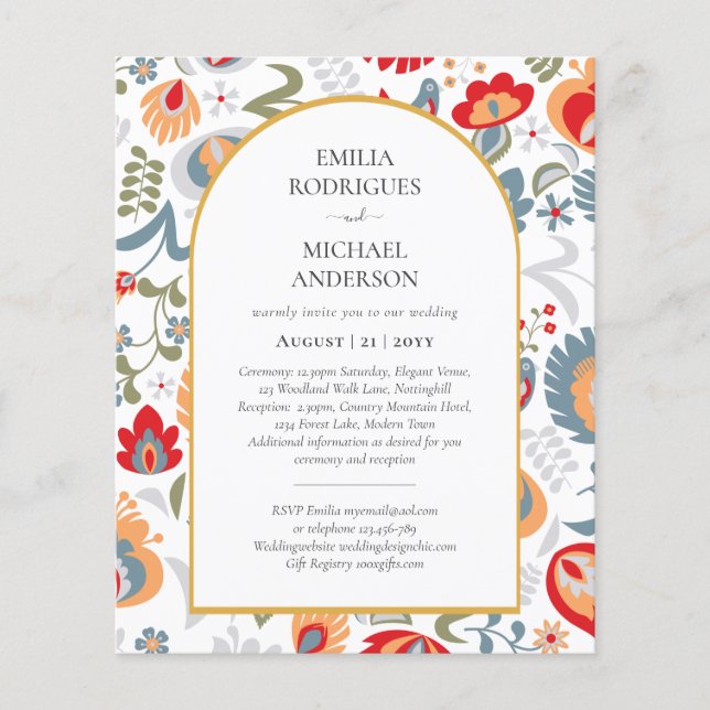 Flyer PRESUPUESTO Doble cara Boda BILINGÜE Arte Popular (Frente)