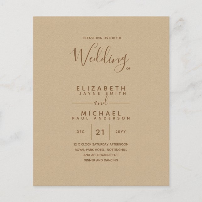 Flyer PRESUPUESTO Dorado Texto monocromo Doble cara Eleg (Frente)