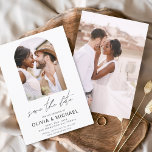 Flyer Presupuesto dos foto simple Guardar la imagen de f<br><div class="desc">Personalizado de presupuesto y foto personalizada en la parte delantera y trasera de las invitaciones elegantes y modernas a guardar la boda de fecha - incluye hermosa y elegante tipografía de escritura para la celebración especial del Día de la Boda.</div>