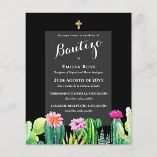 Flyer Presupuesto EL BAUTIZO Bautizo Invitación CACTUS