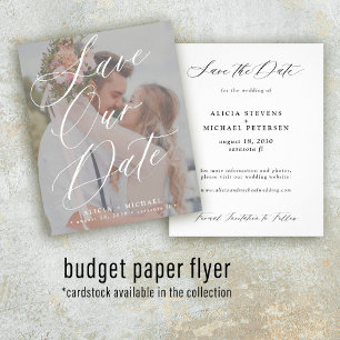 Flyer Presupuesto elegante guión foto boda guardar fecha