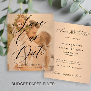 Flyer Presupuesto elegante guión foto boda guardar fecha