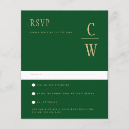 Flyer PRESUPUESTO Emerald Green Gold Wedding RSVP