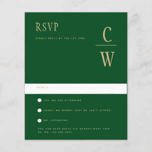 Flyer PRESUPUESTO Emerald Green Gold Wedding RSVP